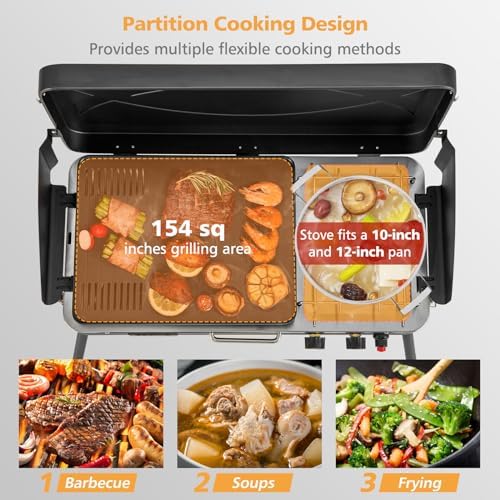 Giantex 2-in-1 Portable Propane Gas Grill & Stove with Detachable Legs - Image 3
