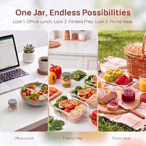 EONJOE 2 oz Glass Dressing Containers With Lids, Sauce Jars for Lunch, 6pk - Image 5