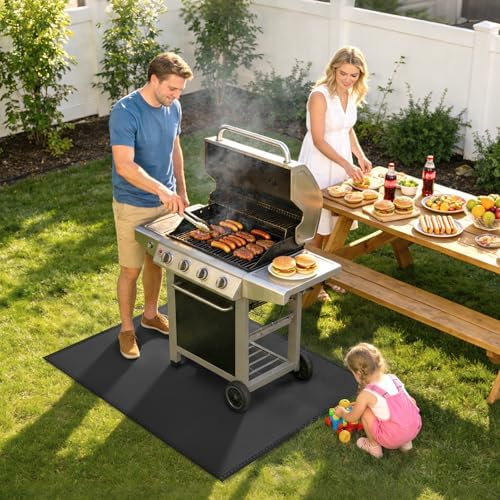 kanhiro Large 65 x 48 inches Under Grill Mat for Outdoor Grill, Indoor Fireplace/Fire Pit Mat, Double-Sided Fireproof Grill Pad, Oil-Proof Waterproof BBQ Protector for Decks and Patios - Image 2