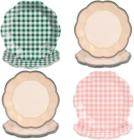 NatNarr 48 Pcs Camp Bachelorette Decorations 9 Inch Gingham Paper Plates by NatNarr