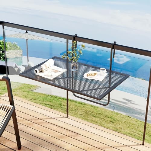 Tangkula 24" Folding Balcony Railing Table for 2.4" Thick - Image 2
