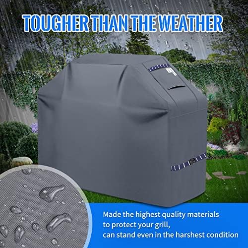 Grill Cover 600D Heavy Duty, Universal Fit Waterproof BBQ Grill Protector with Adjustable Straps, Weatherproof Outdoor Oven Cover for All Seasons - Image 3