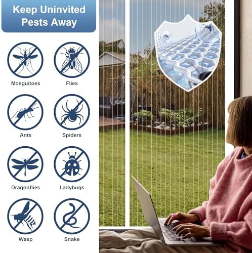 METAONLY Magnetic Screen Door Mesh, Works for Patio, Sliding Door, Keeps Bug Mosquito Out, Fresh Air Flow, Fits 32" x 80" Door - Curtain Size 34" x 82", White - Image 5