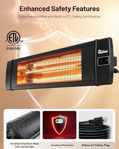 DR. INFRARED HEATER Portable Infrared Indoor and Outdoor Space Heater for Patio, Garage, Commercial & Residential With Remote Control, Without Thermostat, Black - Image 3