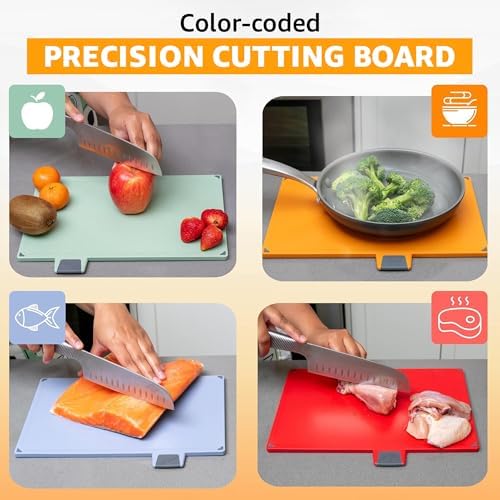 4-Piece Non-Toxic Cutting Board Set 12"L x 9"W with Premium Scissors and Holder (Tall Silver) - Image 4