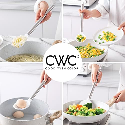 COOK WITH COLOR Silicone Cooking Utensils, Kitchen Utensil Set, Easy to Clean Silicone Kitchen Utensils, Cooking Utensils for Nonstick Cookware, Kitchen Gadgets Set, 5 Pieces, Speckled White - Image 6