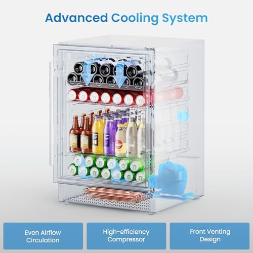 24 Inch Beverage Refrigerator, 15 Bottles & 118 Cans Wine and Beverage Refrigerator with Glass Door Built-in or Freestanding, Under Counter Refrigerator for Soda Beer Wine-Kitchen Bar Office - Image 3