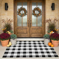 SEEKSEE Fall Decor Buffalo Plaid Rug 4' x 6' Black and White Large Front Door Mat, Layering Area Rug, Washable Cotton Rug for Outdoor Patio Entryway Indoor Living Room Kitchen Dining Room Decor by SEEKSEE