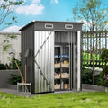 5 x 2.5 FT Lockable Metal Garden Shed, Outdoor Metal Storage Sheds Multi-Used, Vertical Outdoor Steel Storage Sheds, Compact Metal Tool Shed with Sloping Roof by BEHOO