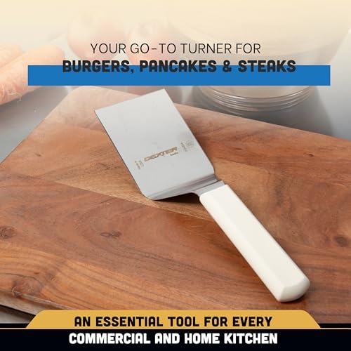 Dexter-Russell Basics 4" x 3" Hamburger Turner | P94854 | Square-End Stainless Steel Spatula with Offset Blade & Polypropylene Handle | Medium Size, NSF Certified - Image 7
