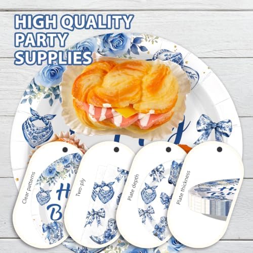 96Pcs Blue Chinoiserie Western Cowgirl Party Decoration Serves 24 - Image 6