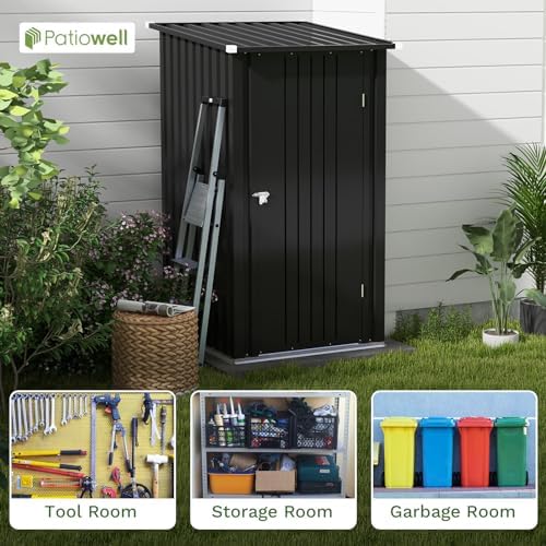 Patiowell 3 x 3 FT Outdoor Storage Shed, Black - Image 5