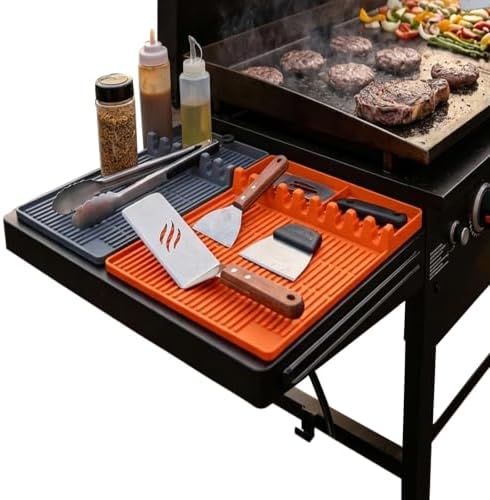 Silicone Grill Mat for Blackstone, BBQ Tool Rest with Grease Drip Pad(Grey) by Unknown