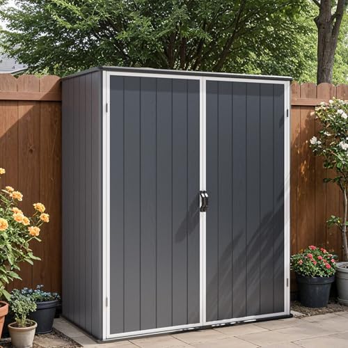 Patiowell 5x3 FT Plastic Outdoor Storage Shed with Floor, Dark Gray by Patiowell