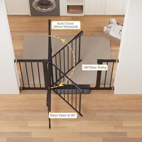 Cumbor 36" Extra Tall Baby Gate for Stairs, 30-48" Dog Gate Indoor Black - Image 5
