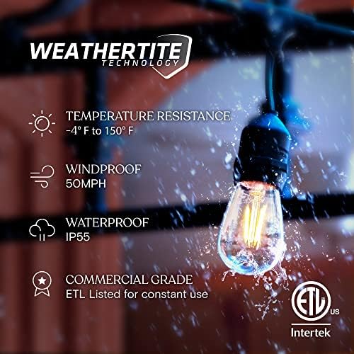 Brightech Ambience Pro - 24 Ft Waterproof LED Outdoor String Lights - Hanging, Dimmable 2W Vintage Edison Bulbs - Commercial Grade Patio Lights Create Cafe Ambience in Your Backyard, 7 Bulbs - Image 2