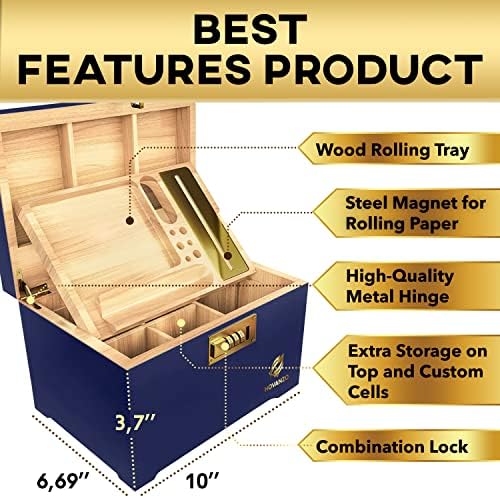 HOVANZO Premium Large Bamboo Storage Box with Organizer Tray - Decorative Box Set with Combination Lock - Large Wooden Container - Storage Wood Box for Accessories - Box Kit with Glass Jars - Image 4