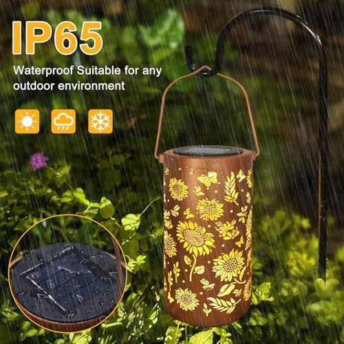 BSGlobal Sunflower Solar Lanterns Outdoor Waterproof Hanging Lights - Image 5