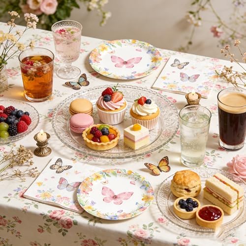 CHANGZHONG 50pcs Spring Butterfly Wildflower Birthday Dinnerware - Image 6
