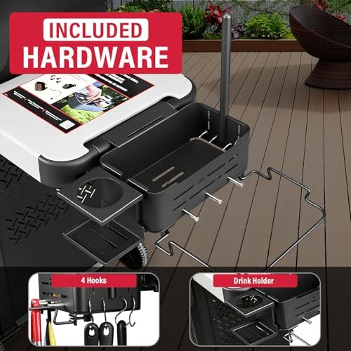 Utheer Grill Shelf Organizer Kit for Weber Works Rail, Grill Caddy - Image 6
