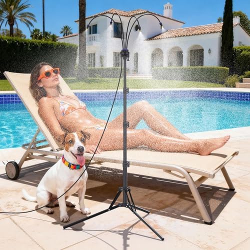 Standing Misters for Outside Patio - Adjustable Height Stand Misting system for Cooling Outdoor, 26.5FT Portable Water Mister for Garden Backyard BBQ Party Tanning Pool Beach Cooling & Water Playing by LASTOOLS