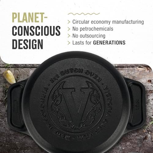 Victoria 2-Quart Cast Iron Dutch Oven with Lid and Dual Handles, Seasoned with Flaxseed Oil, Made in Colombia - Image 5