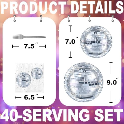 Disco Party Decorations - Disco Party Plates and Napkins for Kids Birthday Party, Serves 40 Guests - Image 2