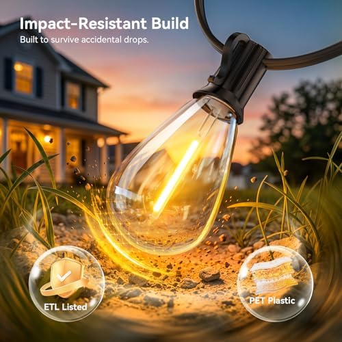 100FT Outdoor String Lights with Remote, Waterproof Patio Lights with 35+1 Shatterproof LED Bulbs,Dimmable Hanging Decor for Backyard Garden Porch Bistro, Timer & 3 Modes,2700K Warm White - Image 4