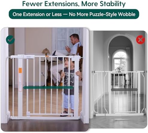 Babelio Baby Gate for Stairs No Drilling, 41-46" Wide Dog Gate with Door - Image 3