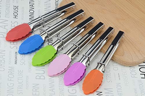 HINMAY Small Tongs with Silicone Tips 7-Inch Mini Serving Tongs, Set of 6 - Image 5