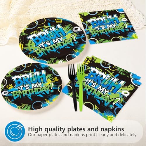 96 Pcs Bruh Birthday Party Supplies for Boys Teenager Serves 24 - Image 3