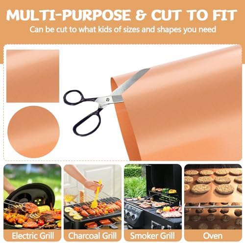 Copper Grill Mats for Ourdoor Grill,Set of 7 Heavy Duty Grilling Mats,100% Non-Stick BBQ Grilling Sheets,Easy to Clean BBQ Grill Accessories-Works on Gas Charcoal and Electric BBQ,15.75 x 13 Inch - Image 7