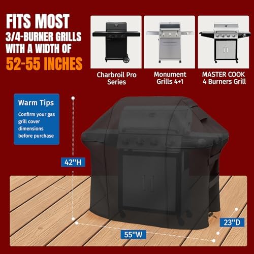 SHINESTAR 55in Grill Cover for 3-4 Burner Grills,600D Oxford Fabric - Image 2