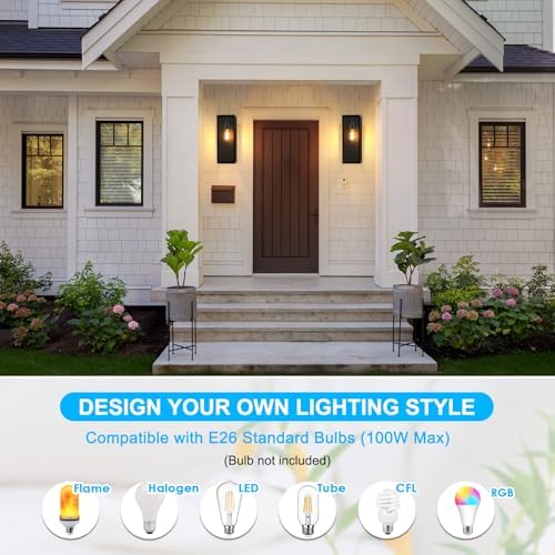 VerRon 16” Exterior Waterproof Outdoor Lights with Glass Shades, 2-Pack - Image 5