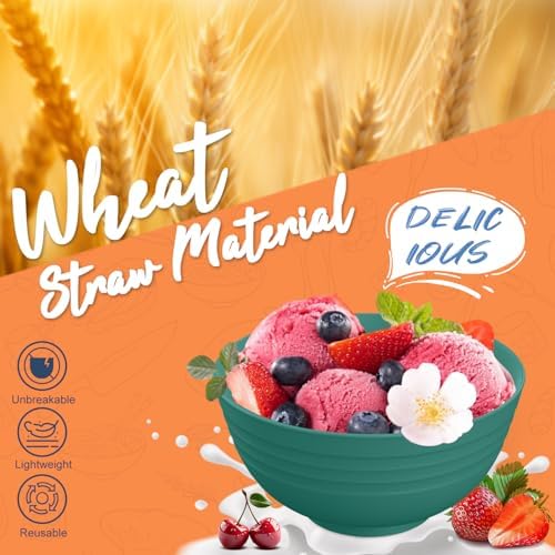 Wheat Straw Dinnerware Sets for 4, 20 PCS Unbreakable Lightweight Kids Plates and Bowls Sets, Dishwasher Microwave Safe Dinnerware Set, Perfect for Kitchen Dorm Camping Outdoor - Green - Image 3