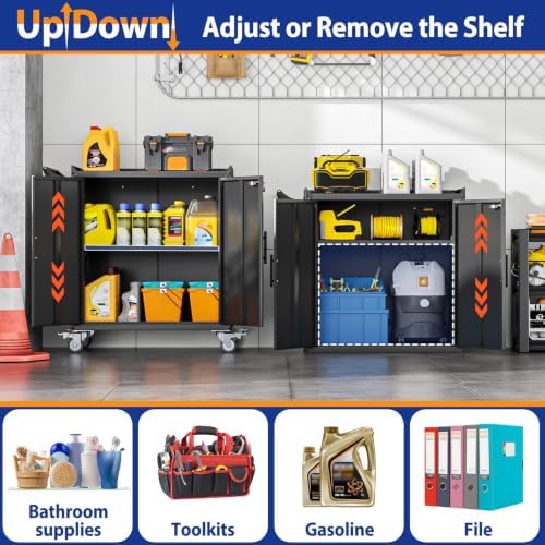 GAIOUS 35.6'' Tall Metal Garage Storage Cabinet with Wheels, Tool Cabinet - Image 3