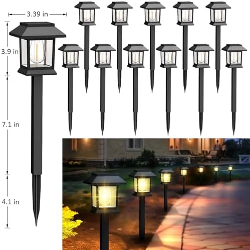 Greluna Solar Lights Outdoor,12 Pack 3000K Waterproof Auto On/Off Solar Pathway Lights for Your Garden, Landscape, Path, Yard, Patio, Driveway,Walkway Decor - Image 2