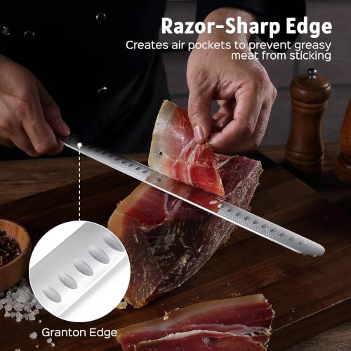 PAUDIN Brisket Knife, 12 Inch Dishwasher Safe Carving Slicing Knife for Meat, Razor Sharp German 1.4116 Steel Smoked Meat Cutter with Non-Slip Ergonomic G10 Handle & Gift Box, Perfect Gifts for Men - Image 5