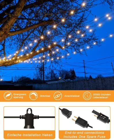 Zuske Outdoor String Lights, 240FT G40 LED IP65 Waterproof Patio Lights - Image 3