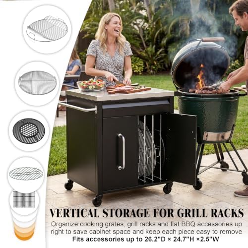 GDLF Outdoor Grill Cart, BBQ Tool Organizer with Storage - Image 5