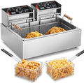 VEVOR Commercial Deep Fryer, 3000W Electric Turkey Fryer with 3 Removable Baskets, Large Capacity 18Qt / 17L Stainless Steel Countertop Single Oil Fryer, for Kitchen Restaurant Use, Silver by VEVOR