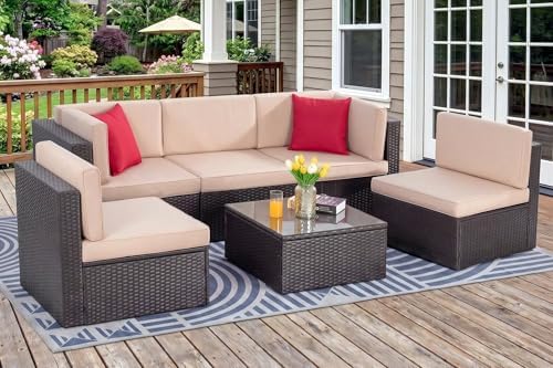 Vongrasig 6 Piece Patio Furniture Set, Small Outdoor Sectional Sofa Couch - Image 3