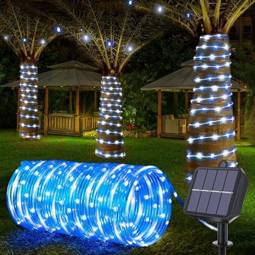 Solar Rope Lights, 66ft 200LED Solar String Lights, 8 Modes, Waterproof by Jnaurb
