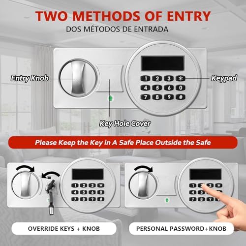 Voncabay Money Safe Box for Home with Digital Keypad, 1.5 Cu. Ft., Khaki - Image 5