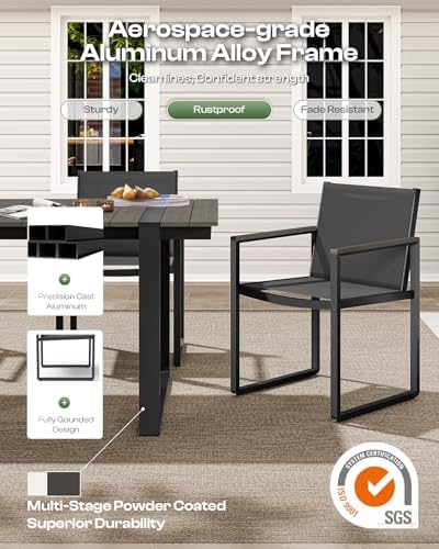 Outdoor Dining Table for 6, HDPS+ Aluminum Patio Dning Table - Image 4