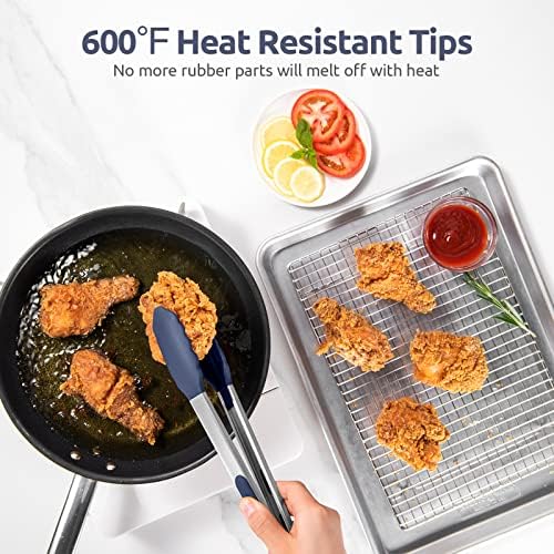 U-Taste Kitchen Tongs for Cooking, 600ºF Heat-Resistant, 3Pcs/Midnight Blue - Image 3