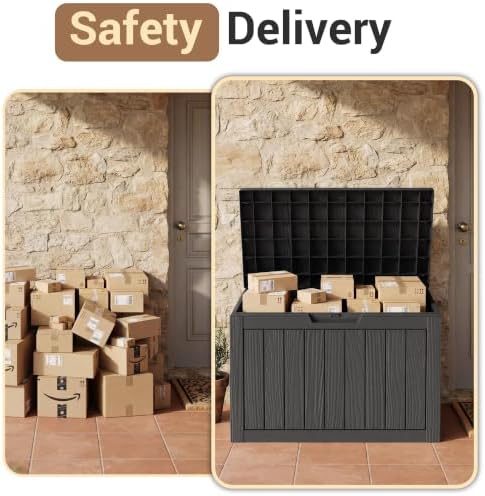 DRATO 60Gal Weatherproof Resin Deck Box, Black Lockable Outdoor Storage Bin - Image 5