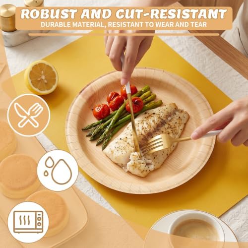 30 Pcs Wood Grain Paper Plates 10 Inch, Double Thick & Extra Sturdy Wood Paper Plates, Microwave Safe, Soak Proof Disposable Plates for Woodland Baby Shower, Camp Party, Birthday Party - Image 4