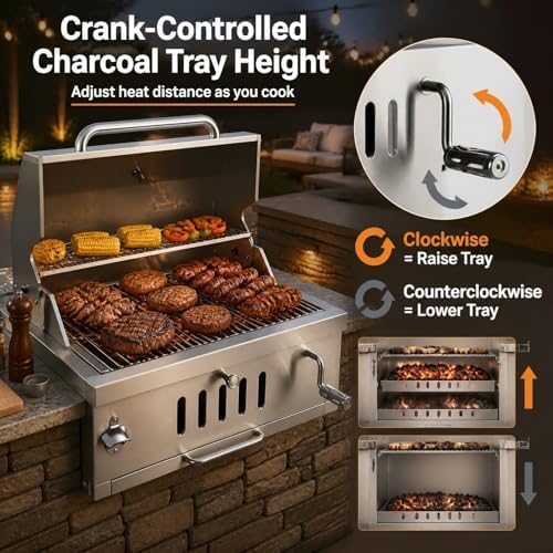 28In Large Built in Charcoal Grills for Outdoor Kitchen Island - Image 3