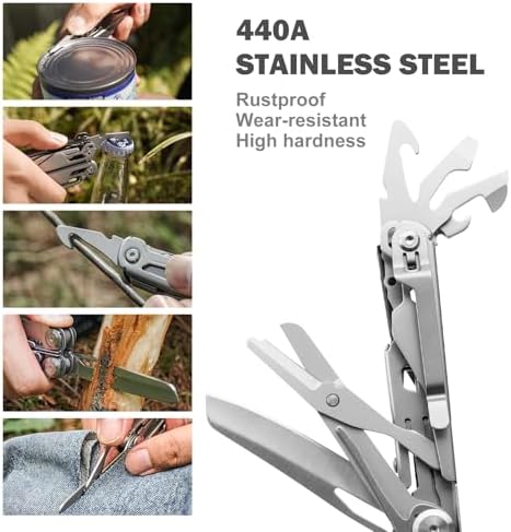 PERWIN Multitool Stainless Steel Multi-Tool Pliers 22-in-1 with Safety Locking, Pocket Knife, Bottle Opener, EDC Equipment With Pocket Clip for Survival, Camping, Hunting and Hiking. - Image 5